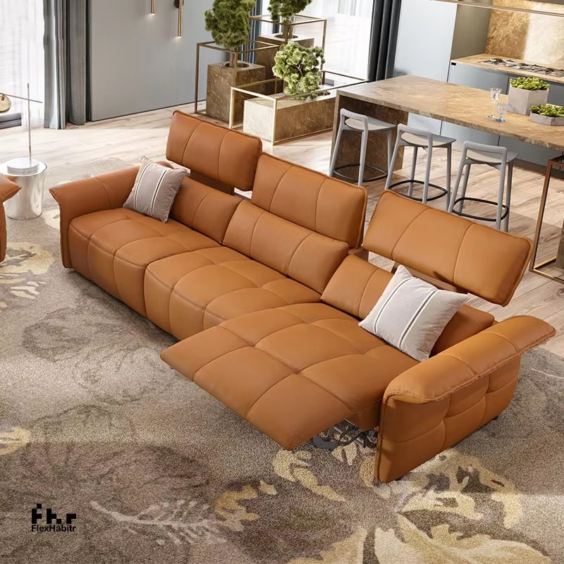 أريكة جلد طبيعي كهربائية قابلة - مراجعة Home.Cinema Orange وسعره
